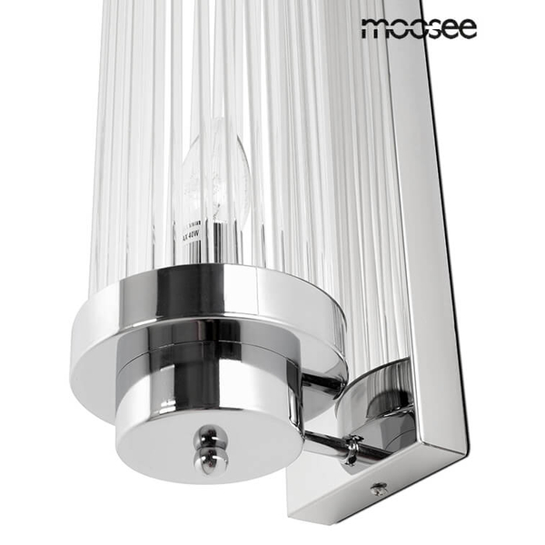 Szklana lampa ścienna Column MSE010100362 Moosee do jadalni chrom