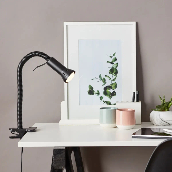Regulowana lampa stołowa Flex 24705T06 zaciskowa metalowa czarny