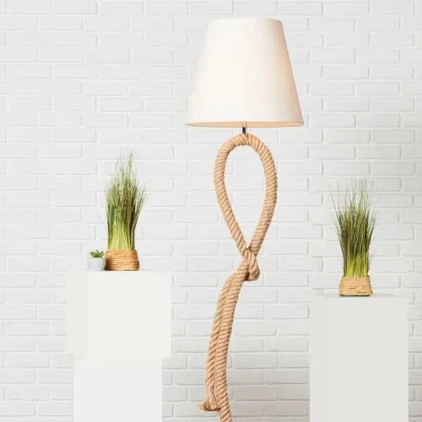Podłogowa lampa lina Sailor 94979/09 z abażurem biała brązowa