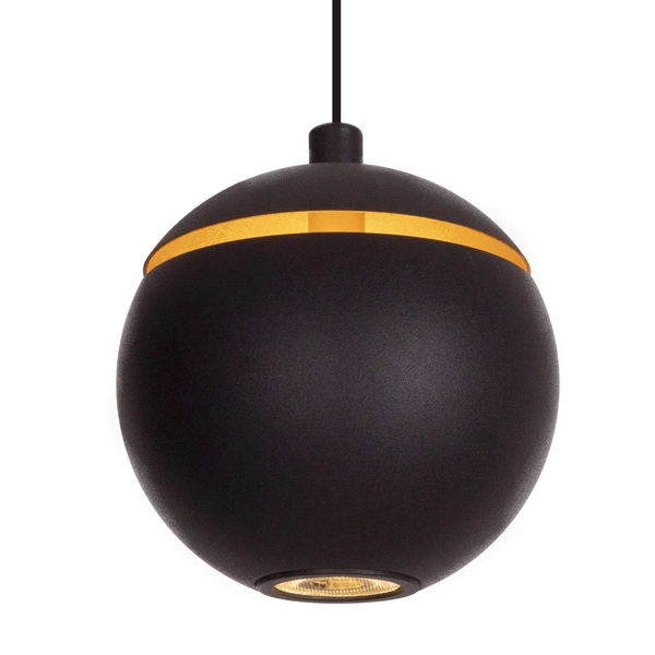 Kulista lampa wisząca Cometshine ball LED 8W 3000K czarna złota