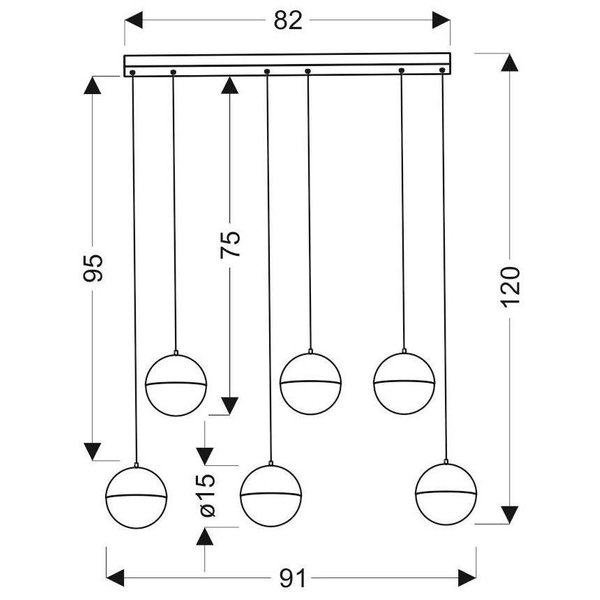 Loftowa LAMPA wisząca FURNI A0031-360 Candellux metalowa OPRAWA kule LED 15W 4000K kaskada złota przezroczysta