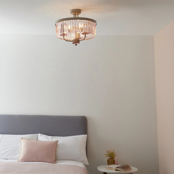 Sufitowa lampa glamour L&-191943 Light& szkło różowe szampańska