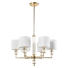 Modernistyczny żyrandol wiszący SUTTON szklany biały złoty metalowy E14 6p P06385AU-WH