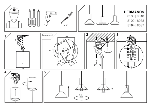 Minimalistyczna lampa wisząca Hermanos 8103 do przedpokoju czarna