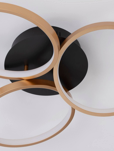 Nowoczesna lampa sufitowa Croix rings LED 28W 3000K złota czarna