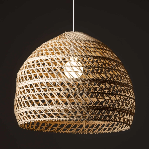 Wisząca lampa Boho 11152 cage japandi klatka metalowa drewniana biała