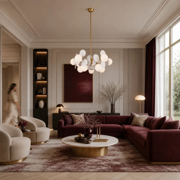 Regulowana lampa wisząca CHIC biała złota ST-DL-2969P-5 10xG9 5W