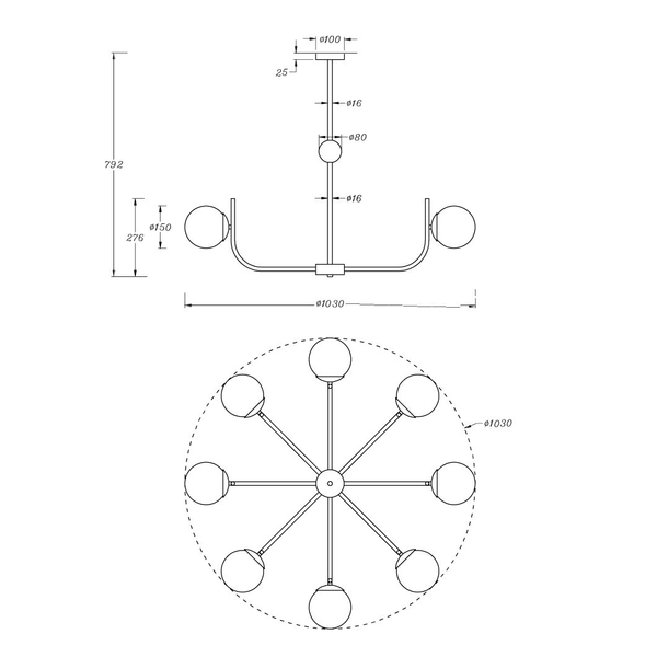 Sufitowa LAMPA modernistyczna RENDEZ-VOUS MOD109PL-08BS Maytoni szklana OPRAWA plafon kule balls mosiężne białe