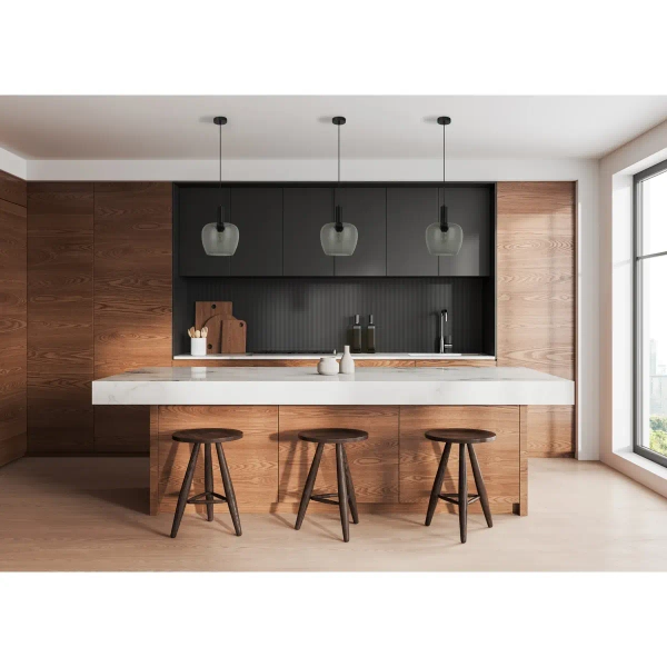 Lampa wisząca nad wyspę Aprica PND-59769-BK-SG loftowa przydymiona