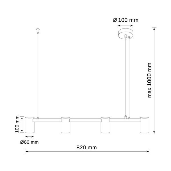 Zawieszana lampa nad wyspę Mirabel 326171 Polux tubki czarna złota