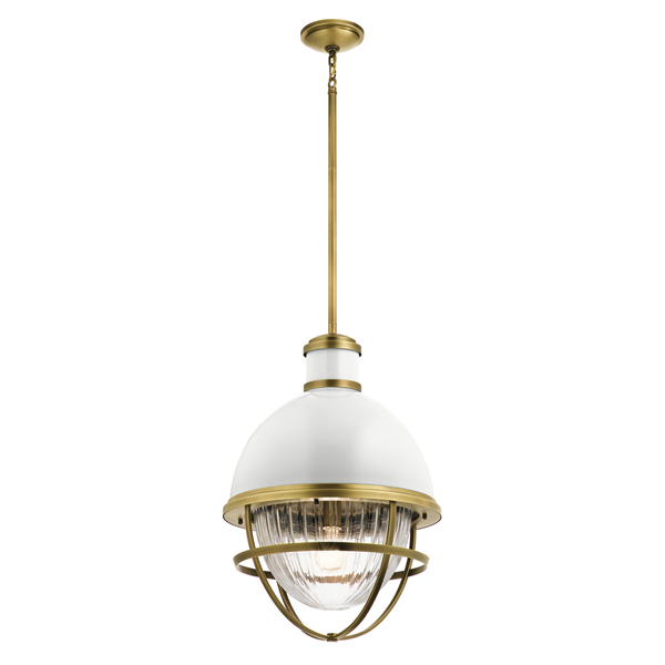Lampa w stylu retro wisząca QN-TOLLIS-P-NBR biała mosiądz