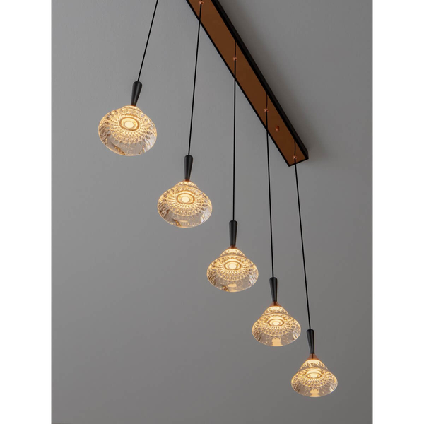 Lampa wisząca na belce GUAY LE44216 LED 30W 3000K crystals czarna złota