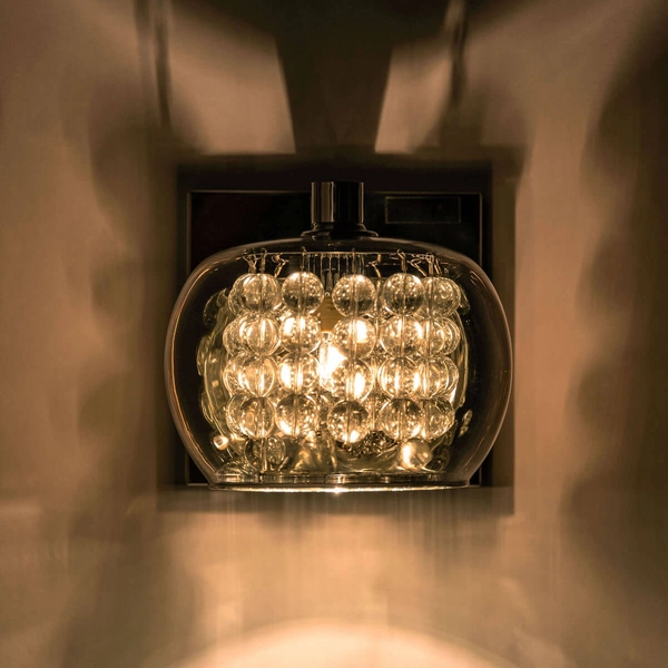 Szklany kinkiet z kryształkami CRYSTAL W0076-01A-B5FZ glamour chrom