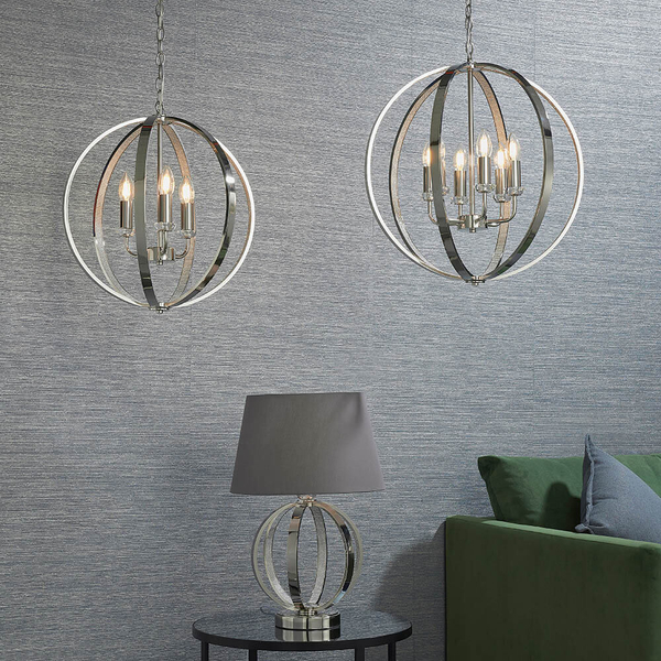 Świecznikowa lampa wisząca Ritz 81507 retro kula srebrny