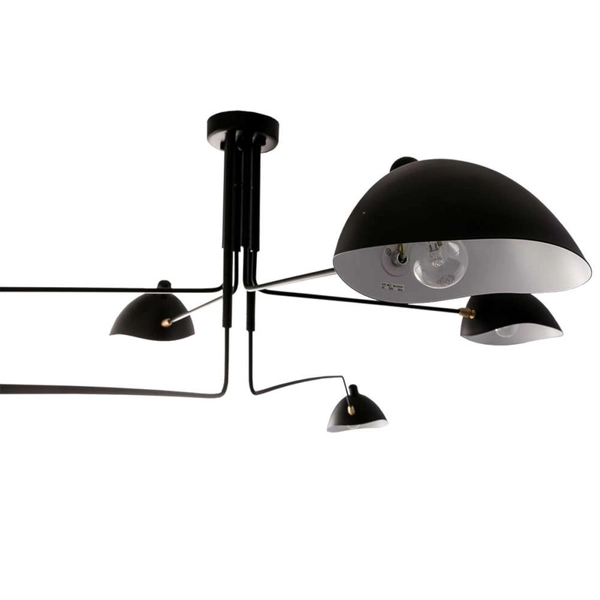 LAMPA sufitowa DAVIS MDE610/4+2 Italux metalowa OPRAWA na wysięgnikach retro czarna