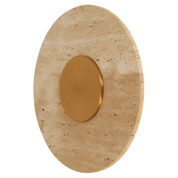 Ledowy kinkiet do salonu Sun W0417 LED 14W 3000K kamień naturalny złoty