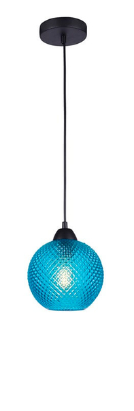 Niebieska lampa wisząca Buenos kula loft do jadalni