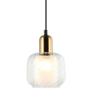 Skandynawska LAMPA wisząca LAMEZIA PND-67594-3-BRO+CL Italux 3-płomienny zwis szklany mosiądz