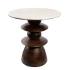 Ława kawowa RONDA MM001501100406 brązowa beżowa drewno marmur 50cm