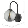 Kulista lampa ścienna Eissa EIS0722 do salonu czarny przydymiony
