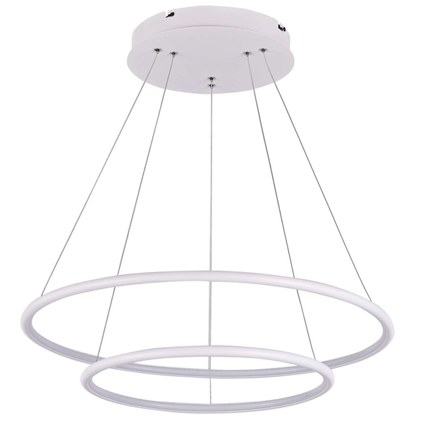 Wisząca LAMPA biurowa SLIM/000010/3000/W MDECO metalowa OPRAWA zwis LED 53W 3000K pierścienie białe