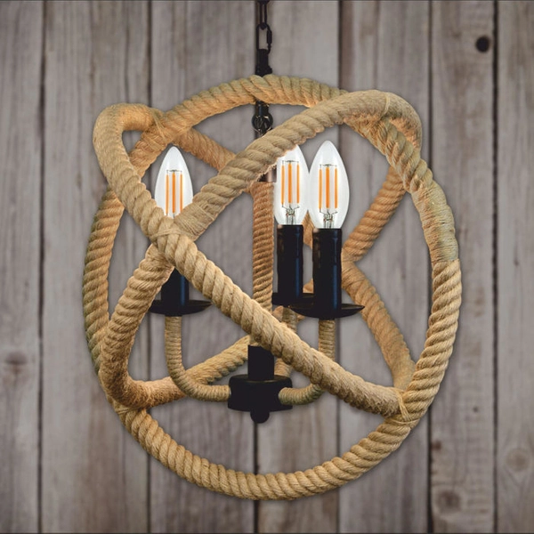 Rustykalna lampa wisząca ROPE 307903 zwis na łańcuchu brązowy