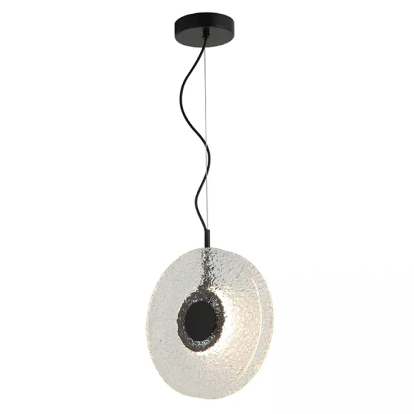 Szklana lampa zwisająca nad wyspę 23073 LED 8W 3000K dysk czarny