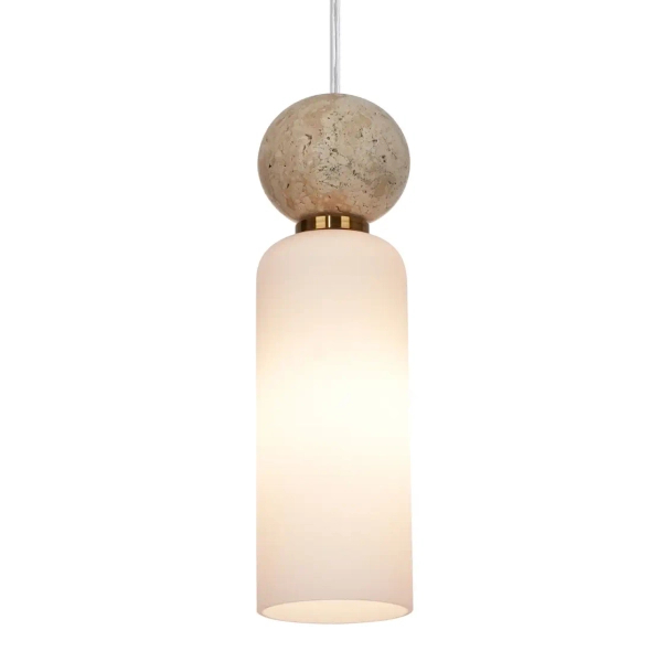 Jadalniana lampa wisząca Santos PND-95331-1-BRSS nad stół tuba kula mosiądz
