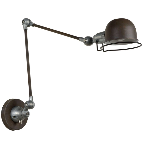 Regulowana LAMPA ścienna HONORE 45252/11/97 Lucide industrialna OPRAWA metalowy kinkiet rdzawy brąz szary