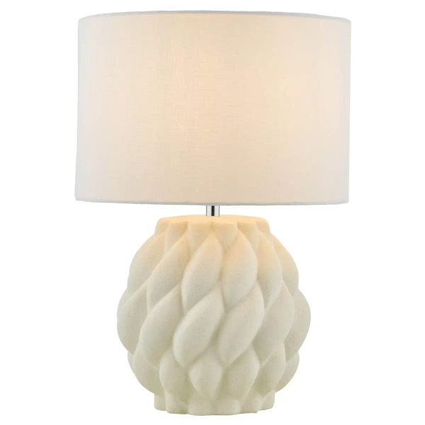 Nocna lampka z abażurem Idonia IDO422 do sypialni tkaninowa biały