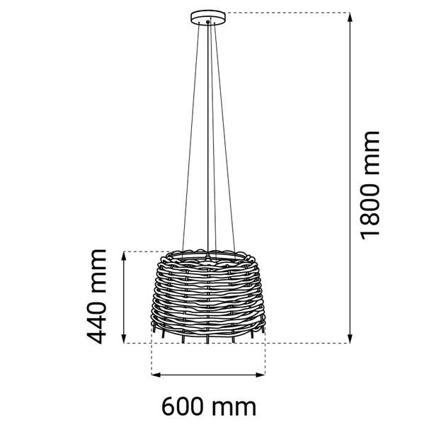 Wisząca lampa nad stół Suami 5090 Shilo pleciona guma czarna