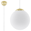 LAMPA wisząca SL.0716 loftowa OPRAWA szklany ZWIS kula ball biała złota
