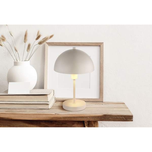 Stołowa lampa do salonu Atoma 24009S kopuła grzybek szara