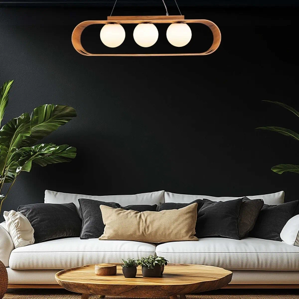 Potrójna lampa wisząca kule Sfera QN-SFERA-3P-TEAK brązowy biały
