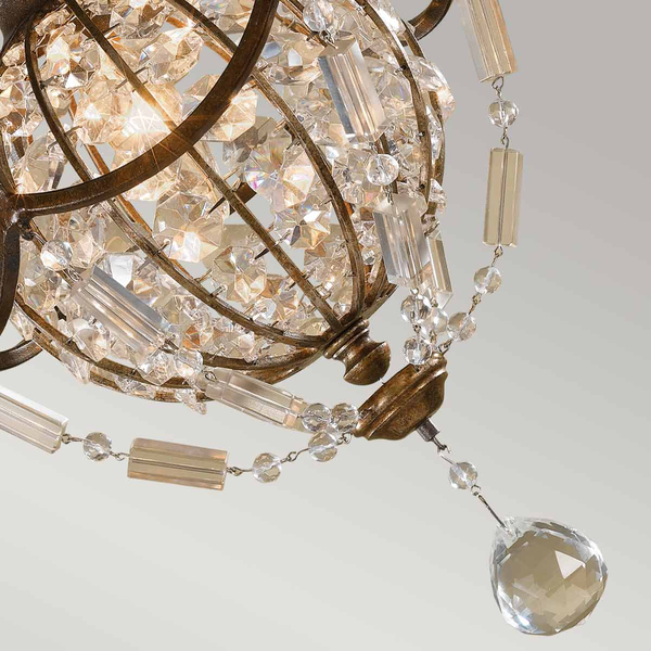 Pałacowa lampa wisząca Bellini FE-BELLINI-P Feiss kryształowa metalowa brązowa