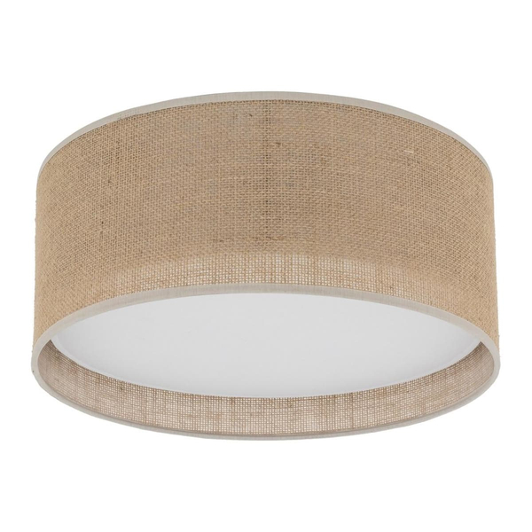 Okrągły plafon jutowy klosz Juta 5798 TK Lighting do salonu brązowy biały