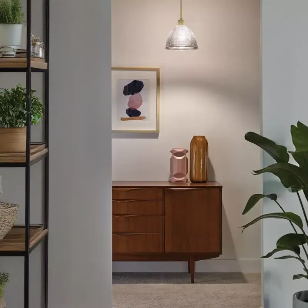 Szklana wisząca lampa Hampstead przydymiona mosiądz pryzmatyczna 1xE27 ELS-HAMPSTEAD-P-PNBR