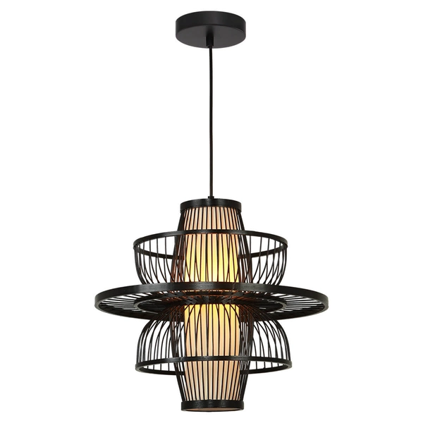 Ratanowa lampa wisząca Astra LP-3110/1P BK japandi boho czarna
