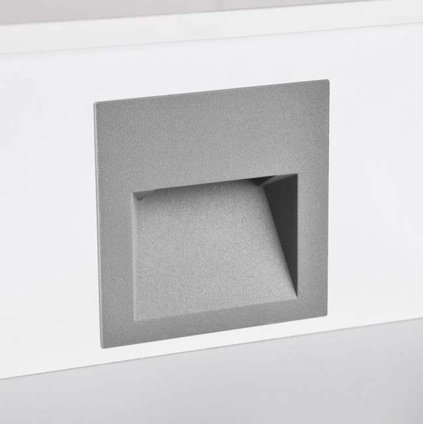 Schodowa LAMPA wpuszczana Q7 LED 313737 Polux metalowa OPRAWA kwadratowa LED 3W 4000K podtynkowa IP44 grafitowa