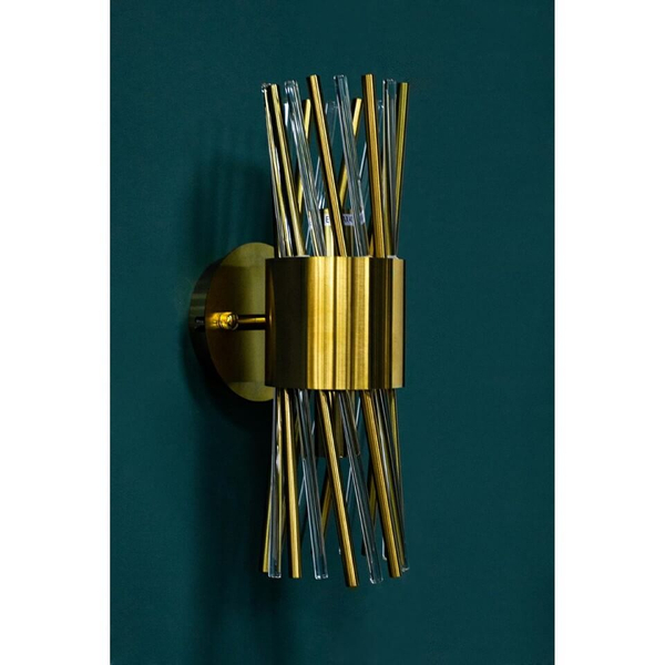Szklana lampa na ścianę Lorenzo MSE010100338 Moosee metalowa kryształowa złota