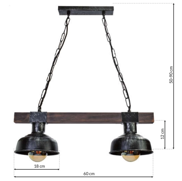Industrialna LAMPA wisząca FARO MLP6242 Milagro rustykalna OPRAWA metalowy ZWIS na łańcuchu czarny