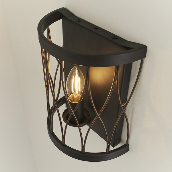 Metalowy kinkiet Heston 61499 Endon lampion tuba świeczka czarna