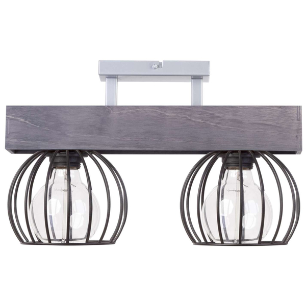 Plafon LAMPA sufitowa MILAN 31571 Sigma metalowa OPRAWA industrialne klatki druciane drewno brązowe
