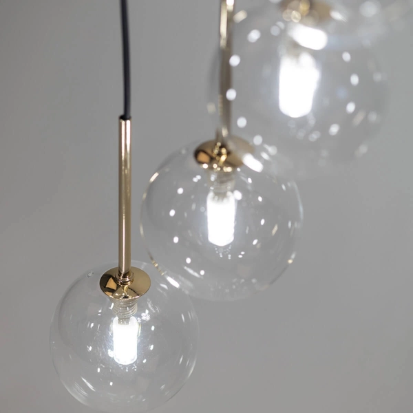 Wisząca lampa Aurora 10258 do salonu bańki bubbles złoty przezroczysty czarny