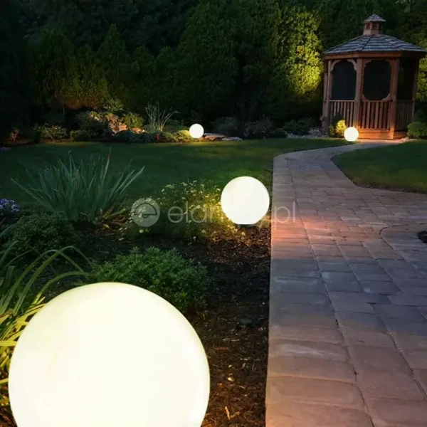 Lampa ogrodowa stojąca KIRA fi 20 kula biała czarna gruntowa wbijana 1xE27 19222-16BH