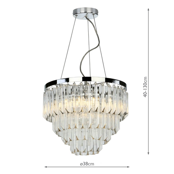 Żyrandol salonowy glamour Fame FAM0538 Dar Lighting metal szkło przezroczysty chrom
