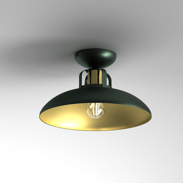Eklektyczna lampa sufitowa Felix natynkowa zielona złota