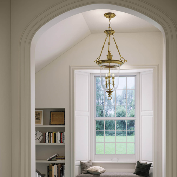 Wisząca lampa Cambridge HK-CAMBRIDGE-P-L Hinkley szklana retro mosiądz
