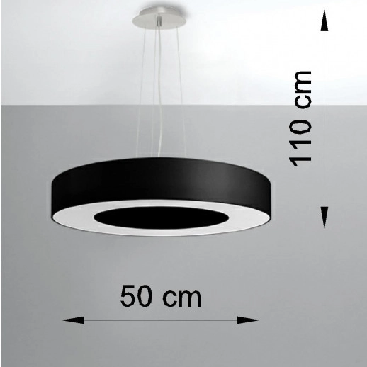 Abażurowa LAMPA wisząca SL.0750 okrągła OPRAWA zwis materiałowy czarny