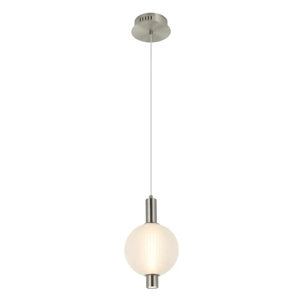 Kulista lampa wisząca Lenti PND-83631-1-SC-WH LED 7W 3000K biała srebrna